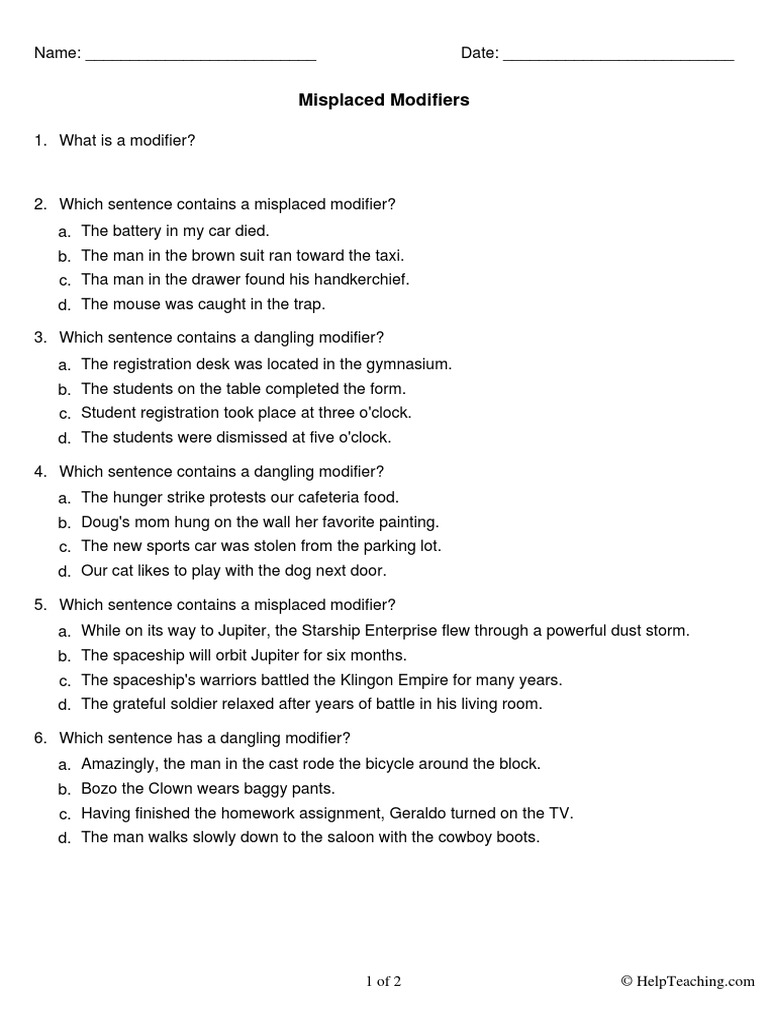 Misplaced Modifiers | PDF
