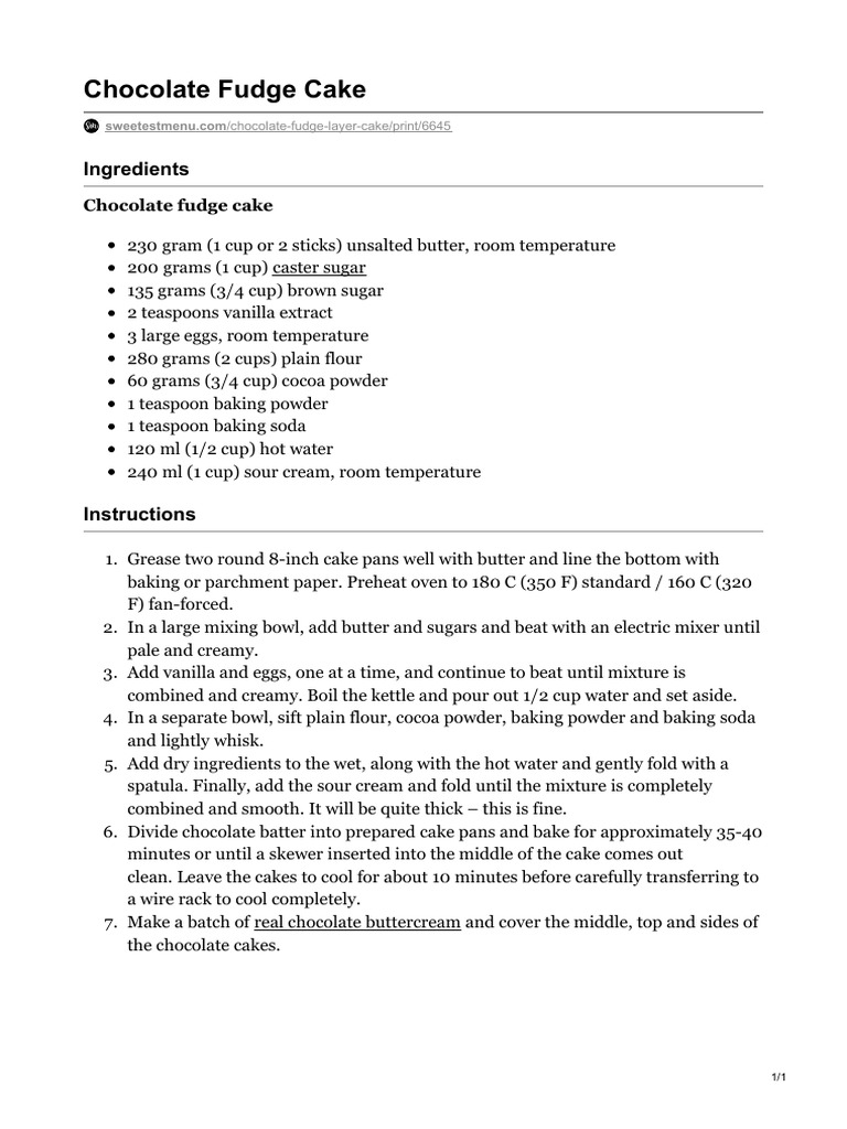 Chocolate Fudge Cake PDF