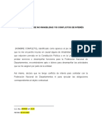 Declaración inhabilidad y conflicto interés Federación Departamentos