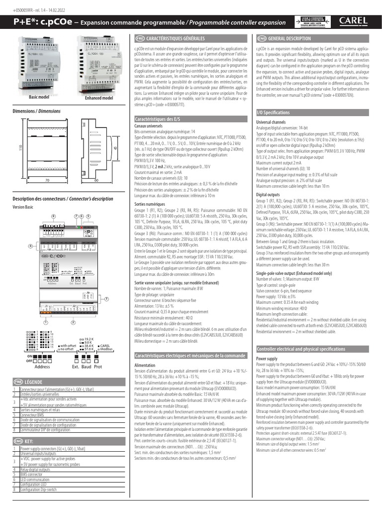 Module d'Expansion c.pCOe Carel | PDF | Ingénierie informatique ...