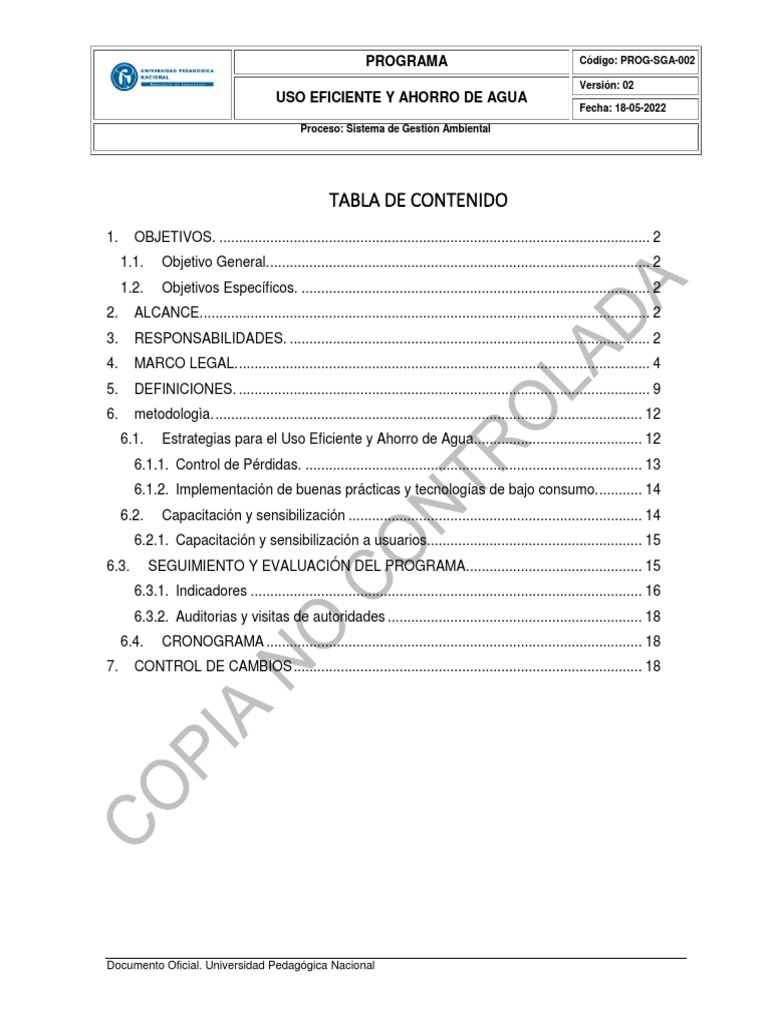 Programa de Ahorro y Uso Eficiente del Agua | PDF | Agua | Consumo ...