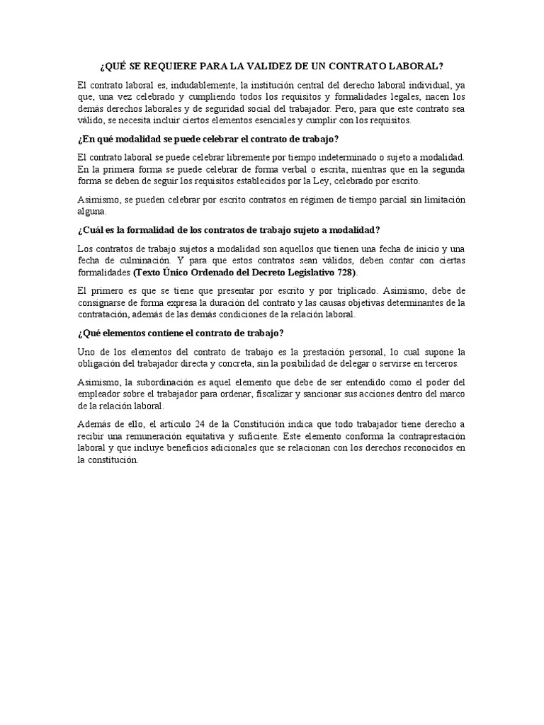 Alerta Laboral - Requisitos de Validez de Un Contrato | PDF | Derecho