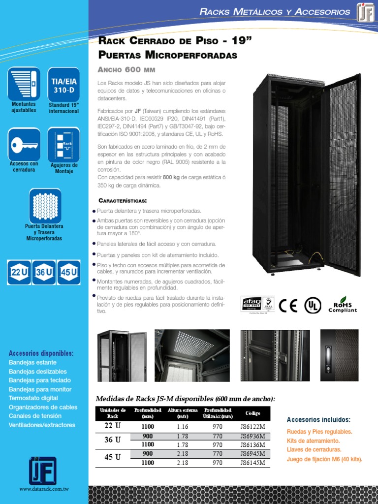Racks JS: Ficha Técnica y Medidas | PDF | Equipo | Bienes manufacturados