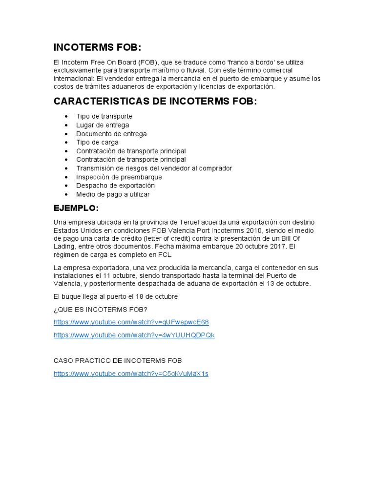 Incoterms Fob | PDF