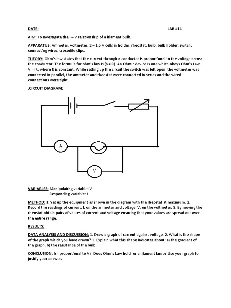 Filament Bulb Lab PDF