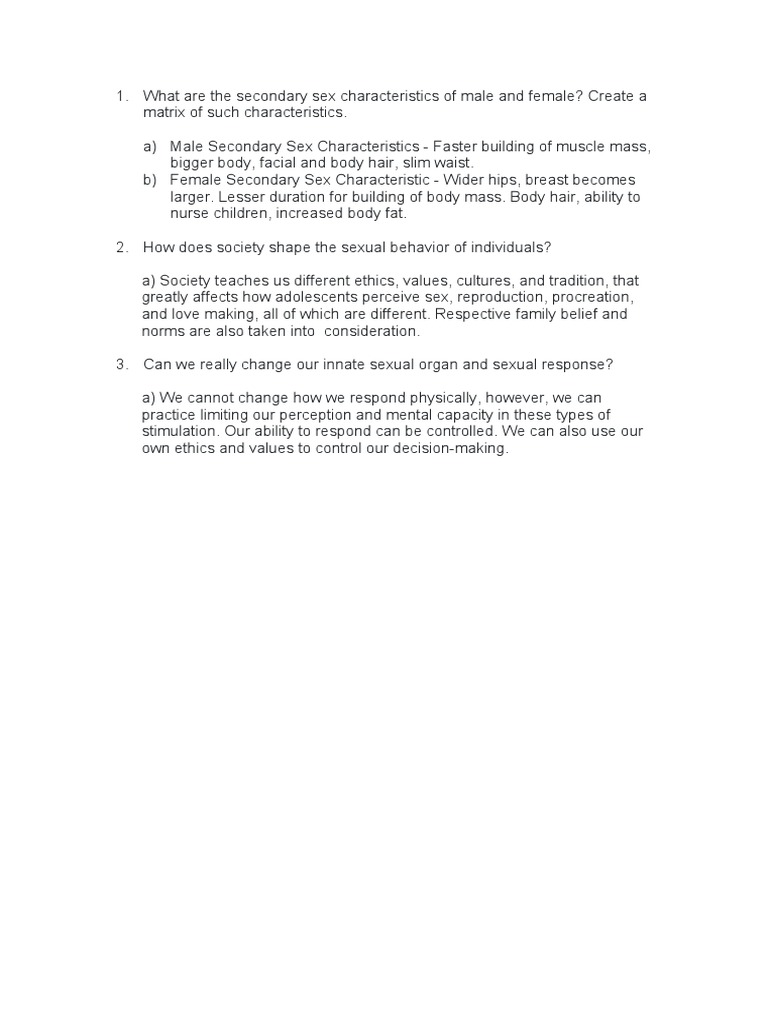 What Are The Secondary Sex Characteristics of Male PDF | PDF