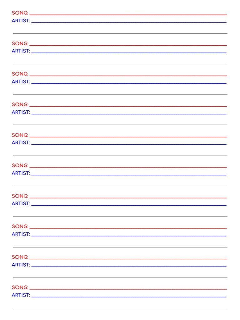 Song and Artist Listing Template | PDF | Home & Garden | Poetry