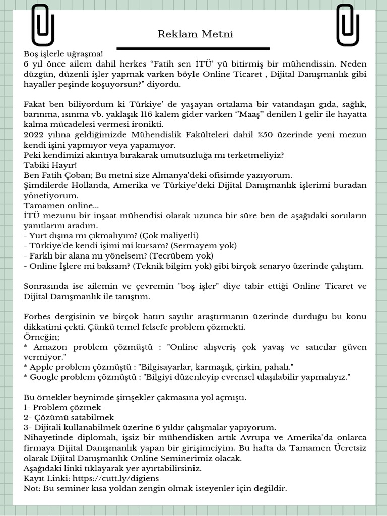 Reklam Metni | PDF