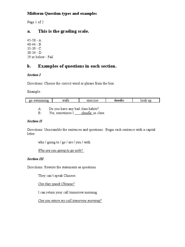 Midterm Question Types and Examples | PDF | Language Arts & Discipline