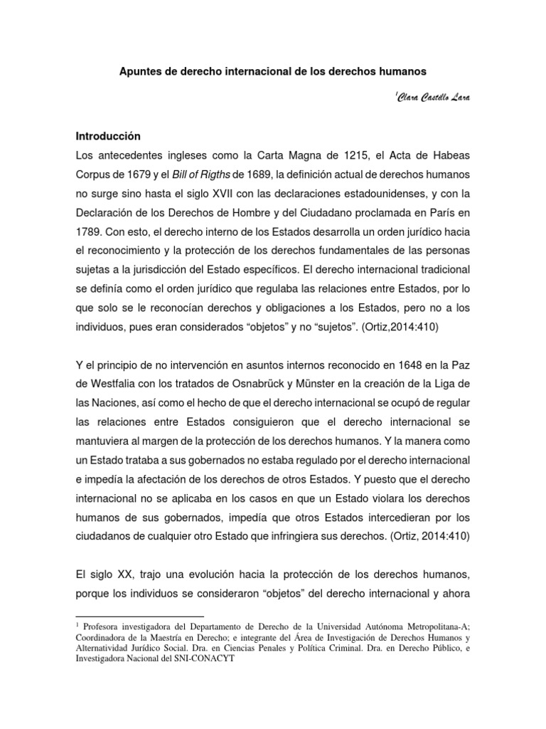 Apuntes de Derecho Internacional de Los Derechos Humanos PDF | PDF ...