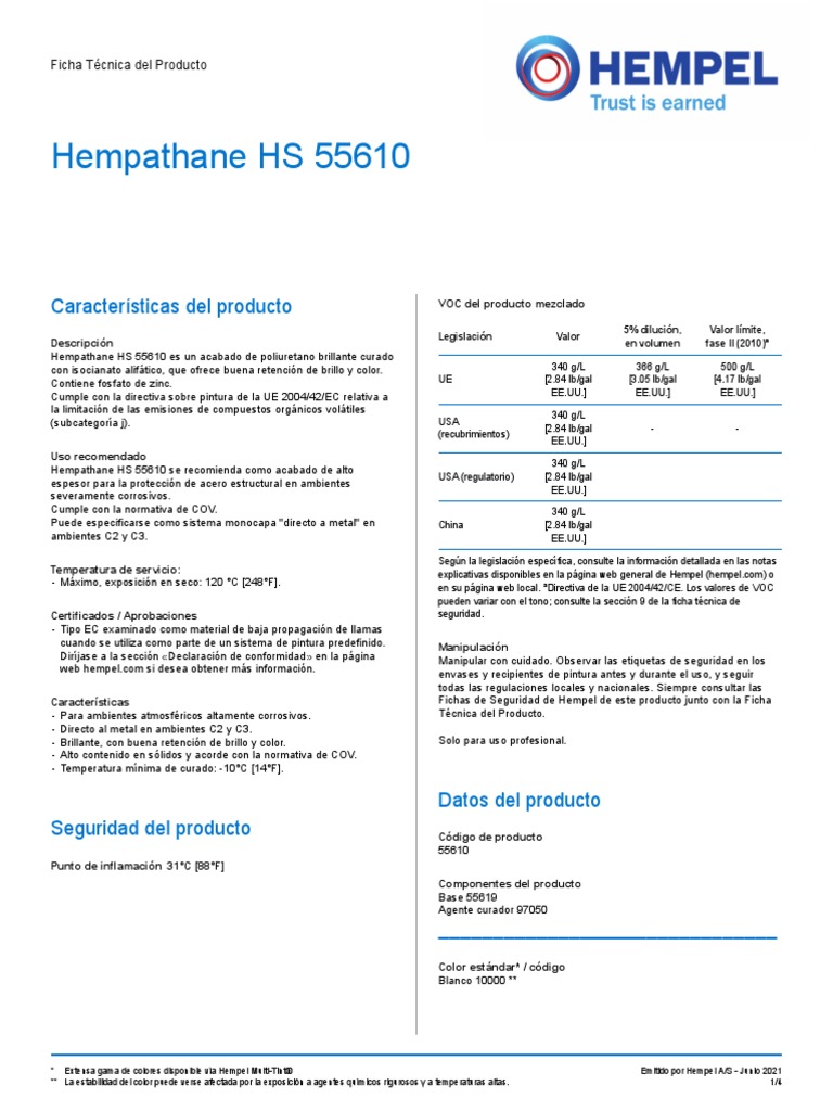 Hempathane HS 55610 Junio 2021 PDF Compuesto orgánico volátil