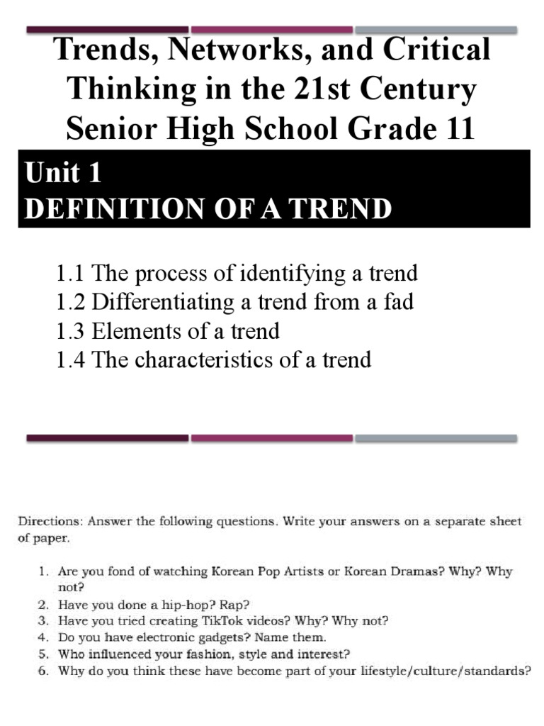 Unit 1 Definition of A Trend | PDF | Social Media | Popular Culture ...