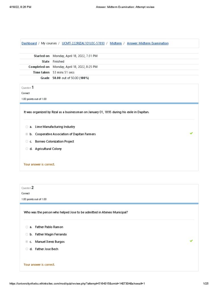 Midterm Exam Review for Rizal Course | PDF | Philippines