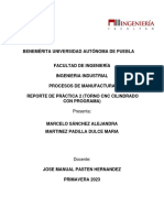 Reporte de Práctica 2 (Torno CNC Cilindrado Con Programa)