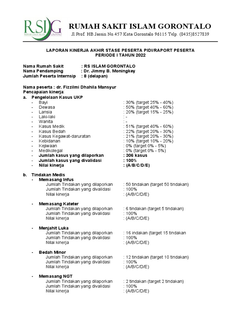 Laporan Kinerja Akhir Iship | PDF