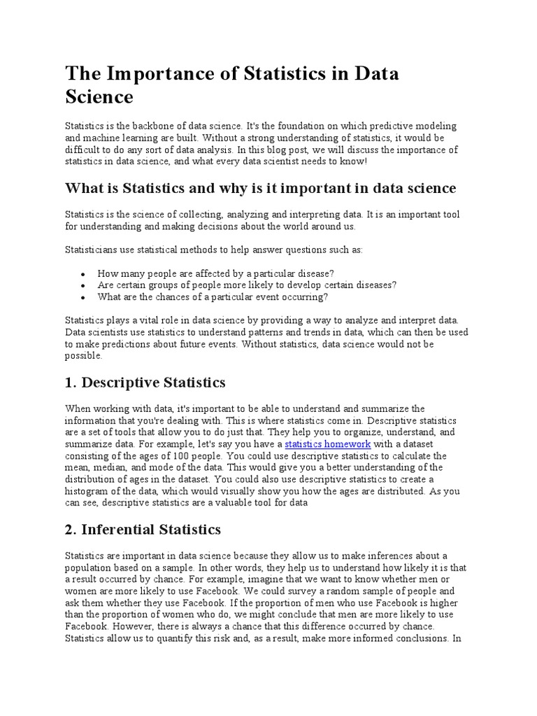 The Importance of Statistics in Data Science.docx | PDF | Statistics | Data