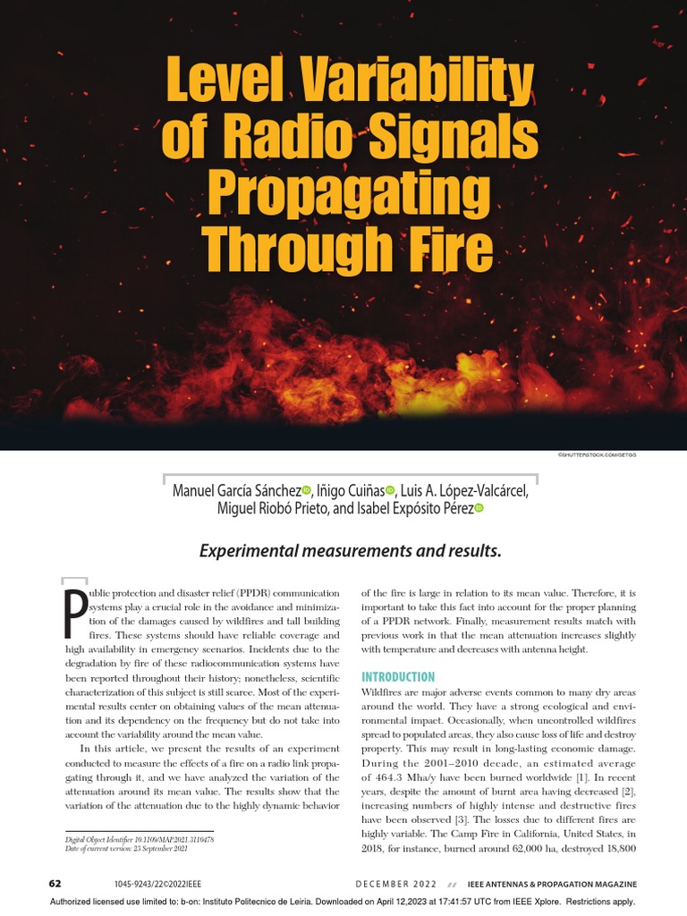 Level Variability of Radio Signals Propagating Through Fire ...