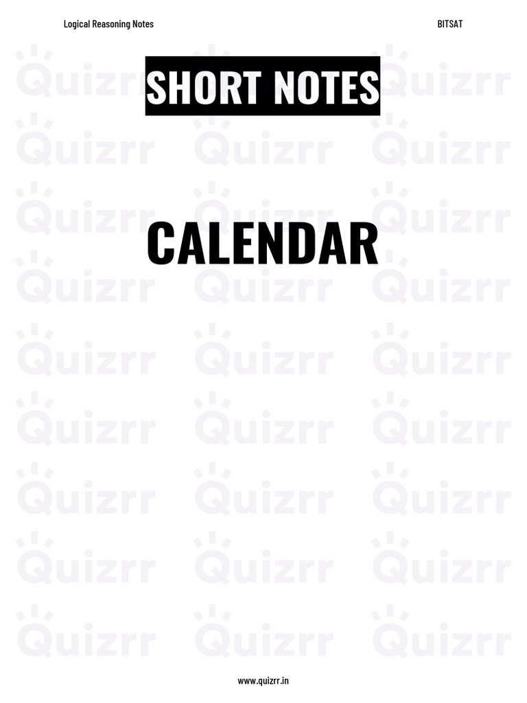 Logical Reasoning Calendar PDF