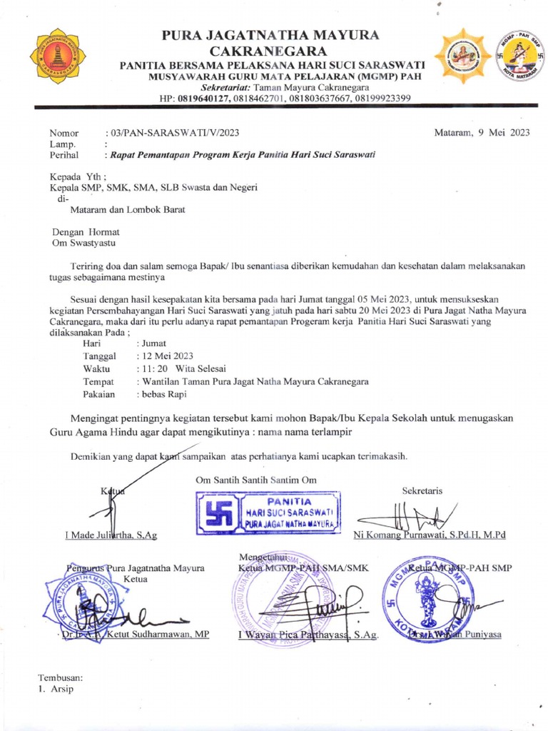 Undangan rapat panitia pemantapan saraswati di gabung pdf pdf