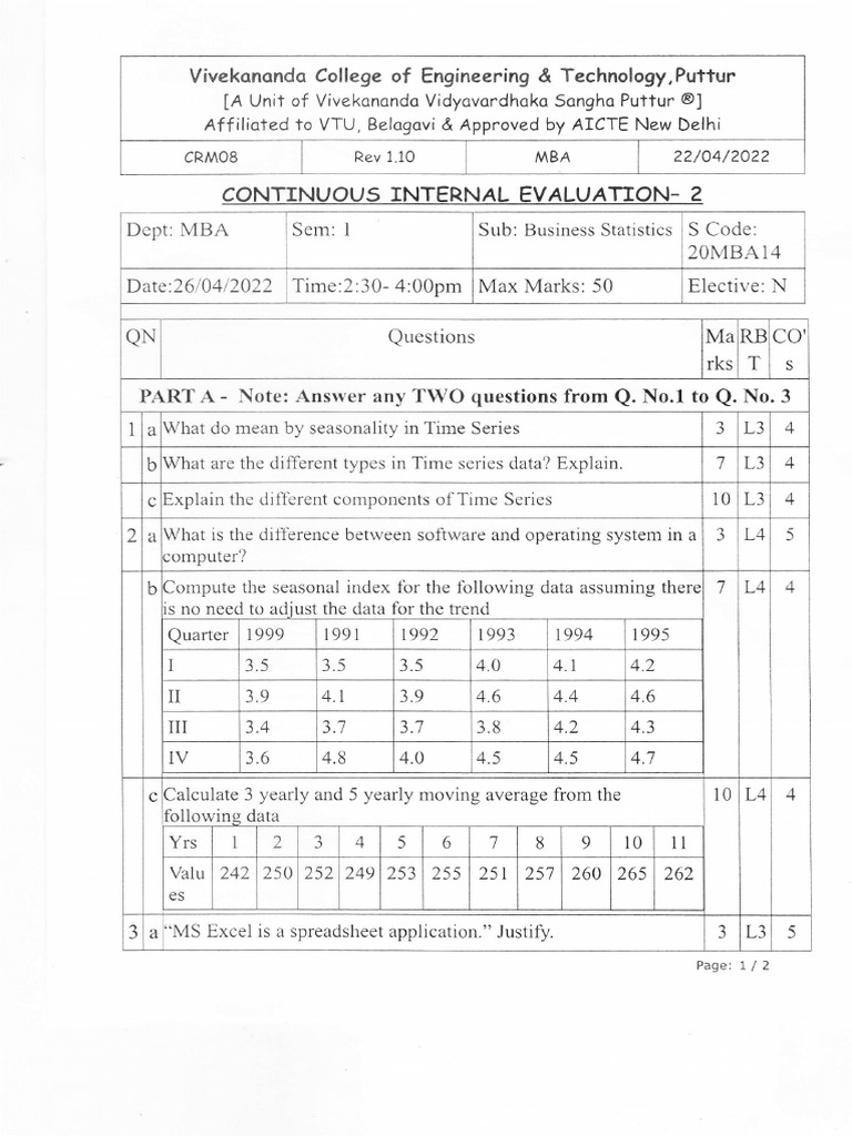 MBA Business Statistics Evaluation 2 | PDF | Statistics | Computing