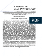 A Supplementary Review of Measures of Personality Traits