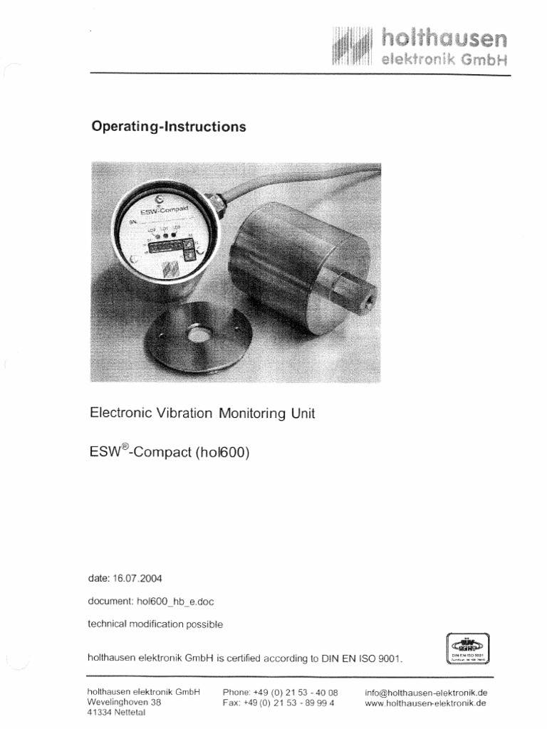 Electronic Vibration Monitoring Unit Pdf