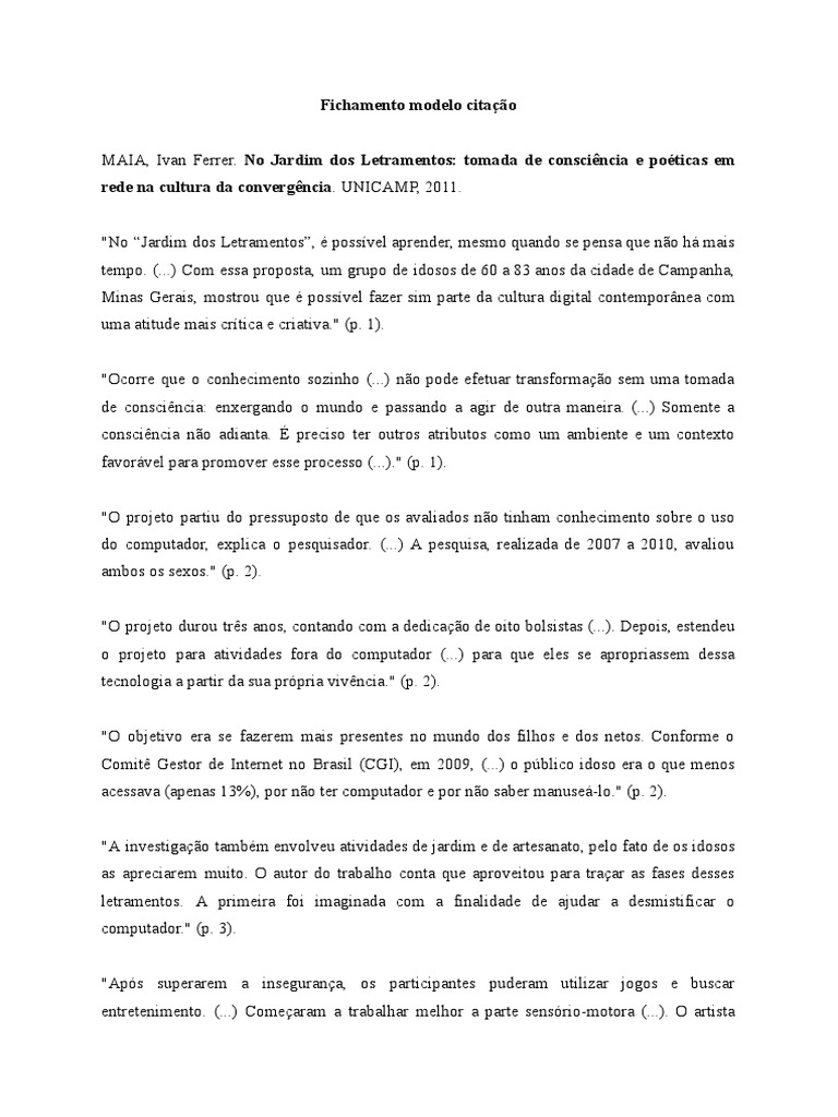 Fichamento modelo de cita o pdf internet