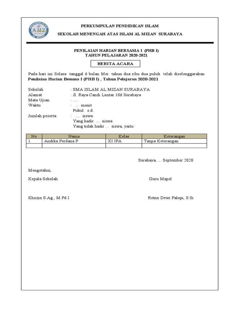 Berita Acara PHB PDF