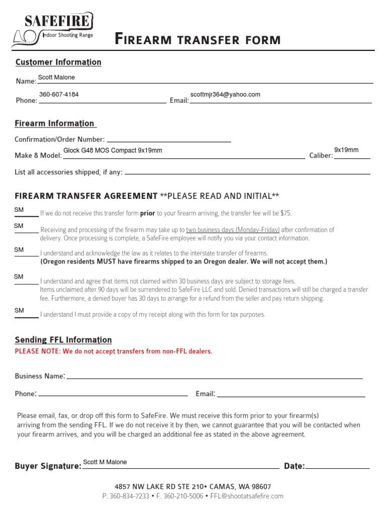 Firearm Transfer Form | PDF | Business | Economies
