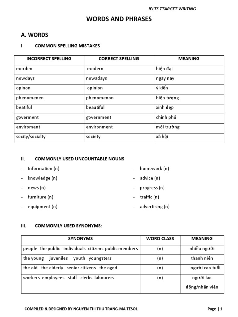 Word And Phrase Worksheet