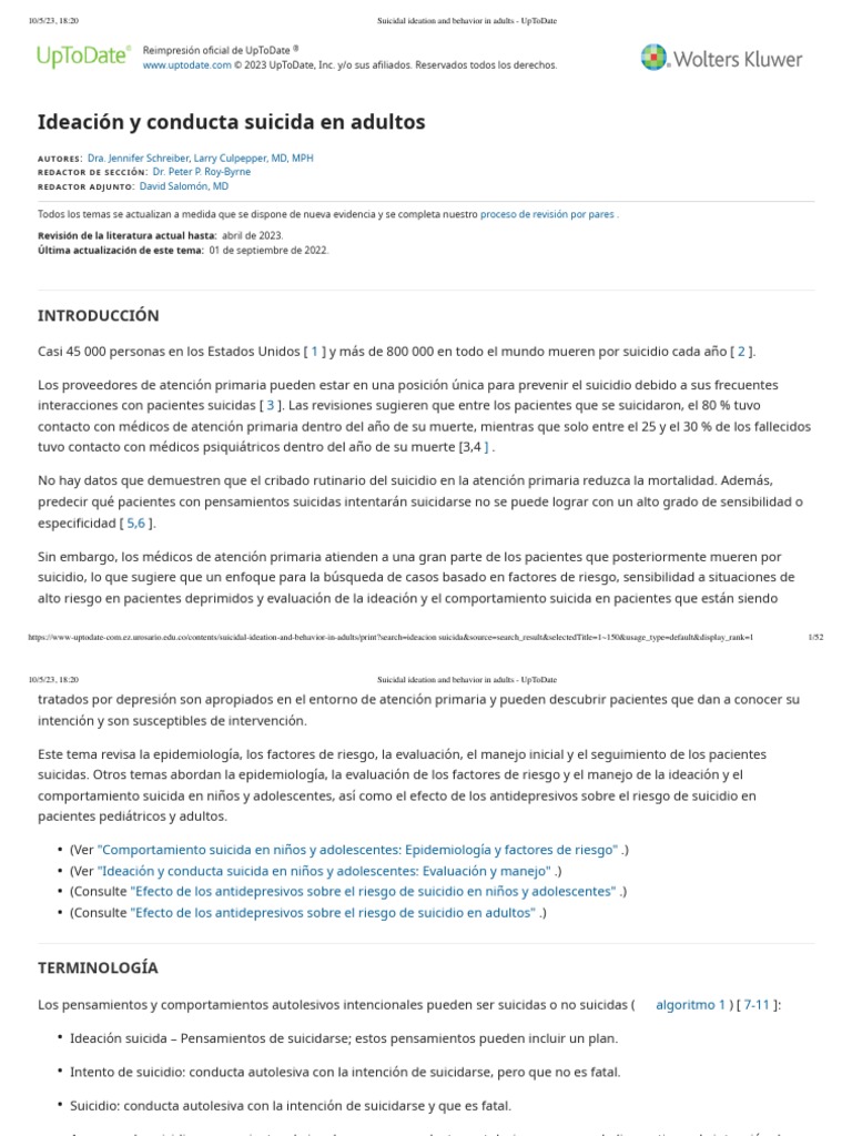 Suicidal Ideation and Behavior in Adults | PDF | Ciencias sociales