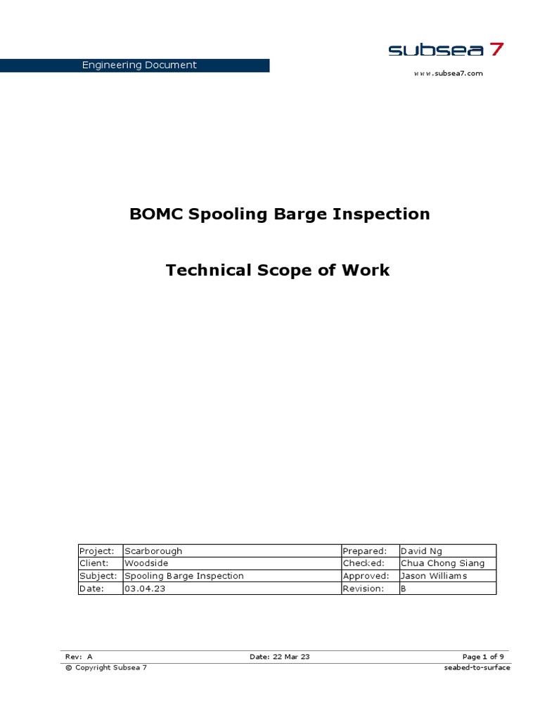 TSOW-Spooling Barge Inspection - B | PDF | Technology & Engineering