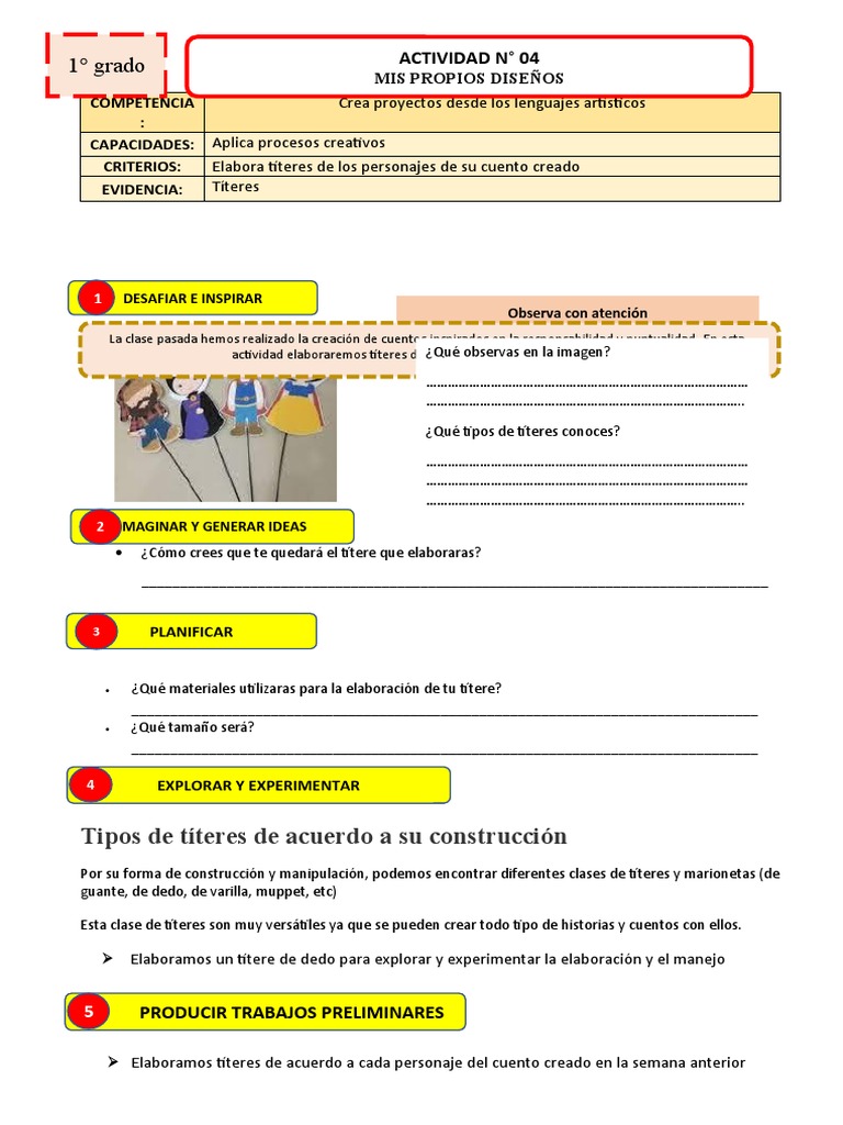 Ficha 4 1° Teatro | Descargar gratis PDF | Marionetas | Evaluación