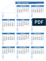 2023 Calendar With Notes Space Blue Portrait PDF