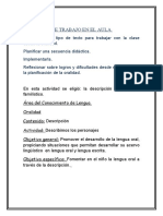 CONSIGNA DE TRABAJO EN EL AULA 2 Trabajo de Lenguaje