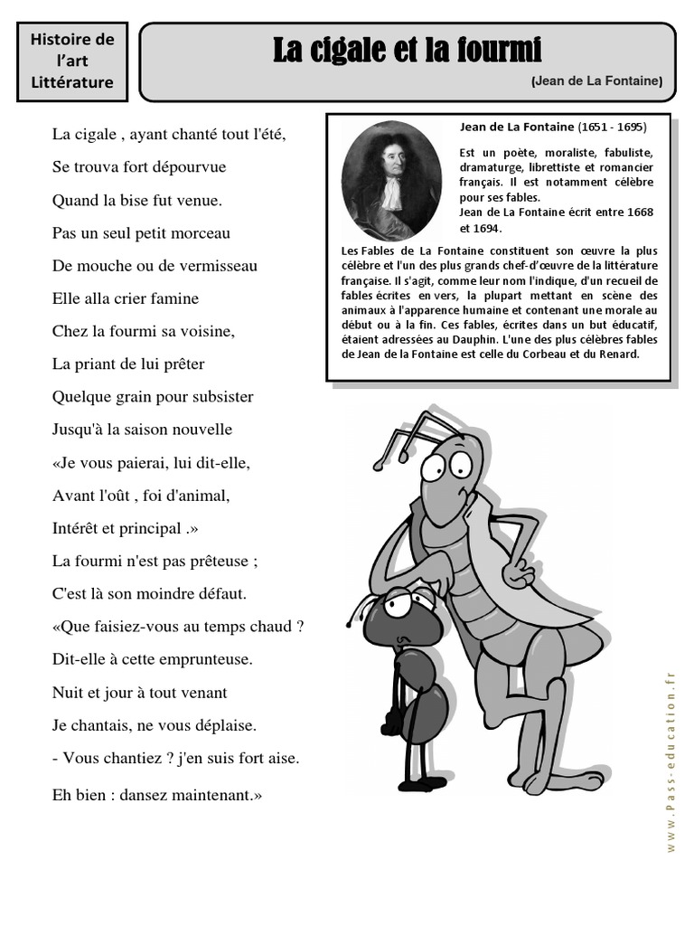 Fables de La Fontaine - Lambert - La cigale et la fourmi Stock Photo