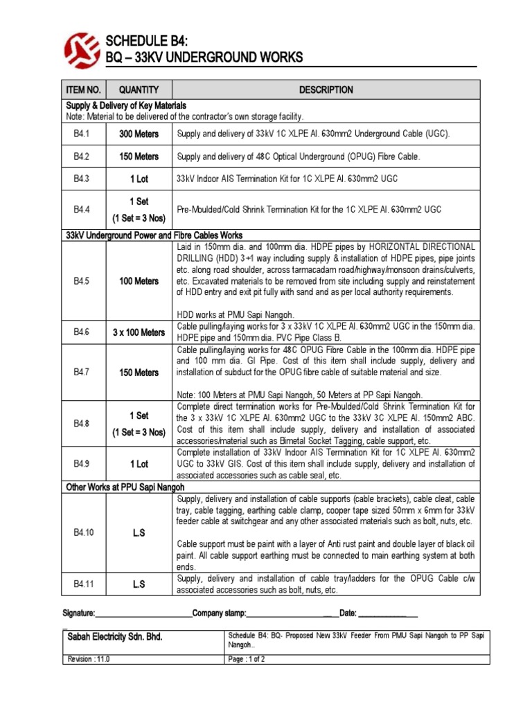 schedule-b4-33kv-underground-works-v1-pdf-building-engineering