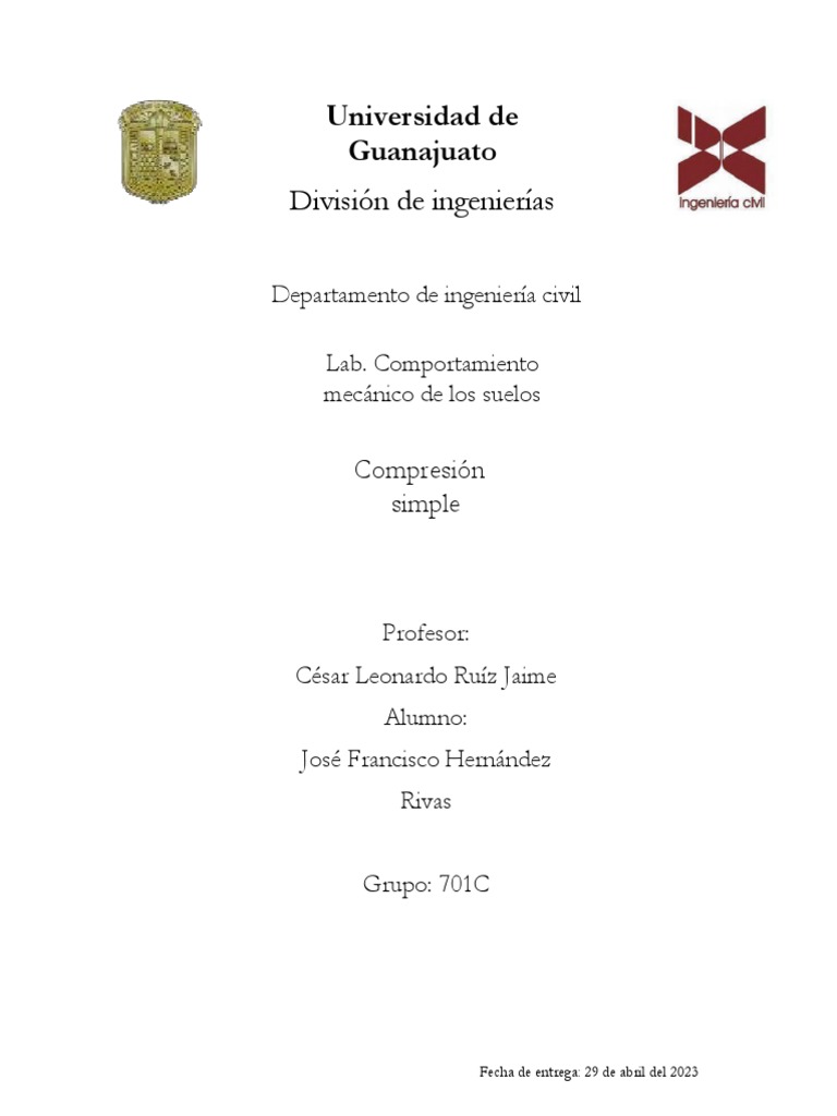 Ensayo de compresión simple de suelos | PDF | Deformación (ingeniería ...