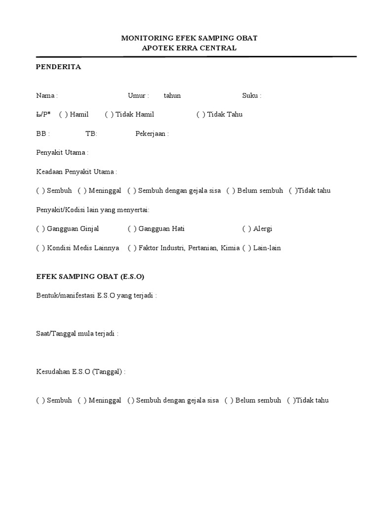 Monitoring efek samping obat pdf