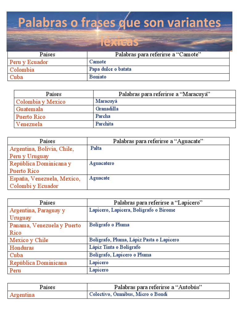 Variantes Léxicas | PDF