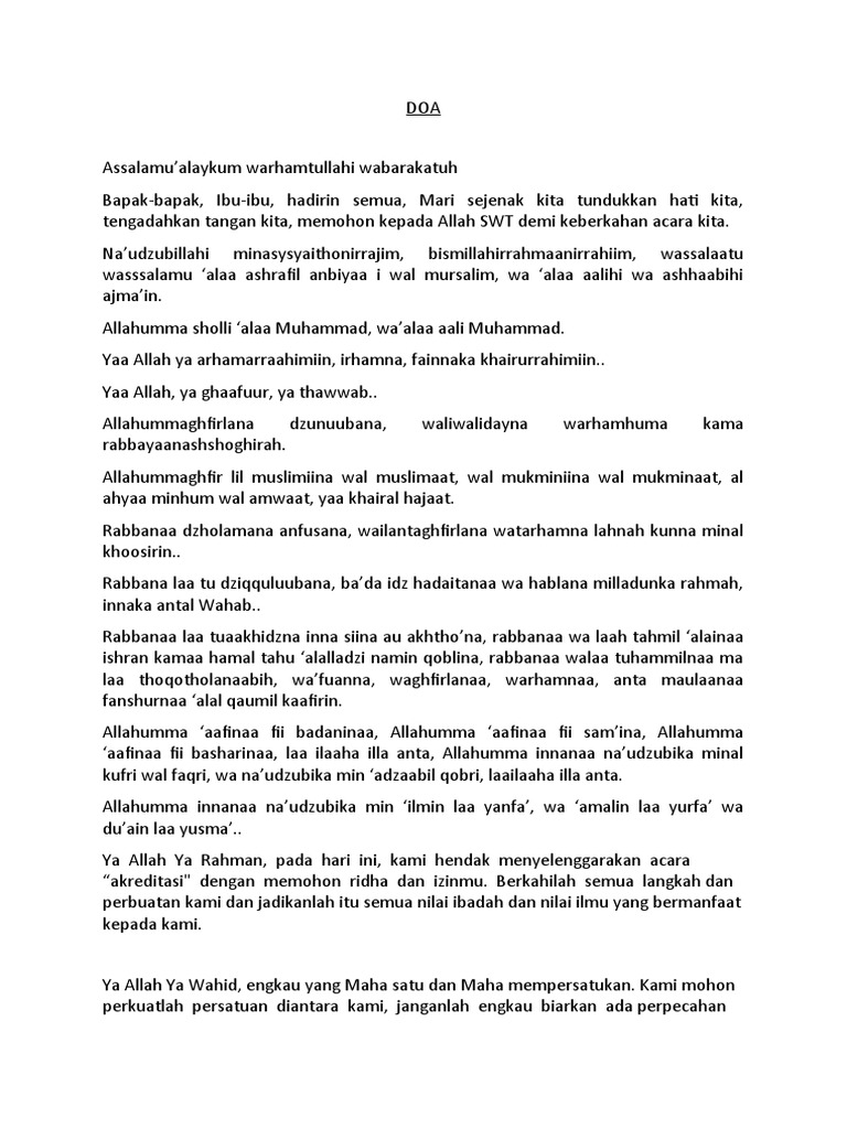 Doa Pembukaan Acara Resmi | PDF