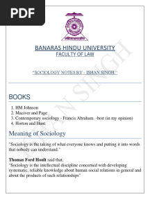 SOCIOLOGY NOTES (BA LLB) 1st Sem