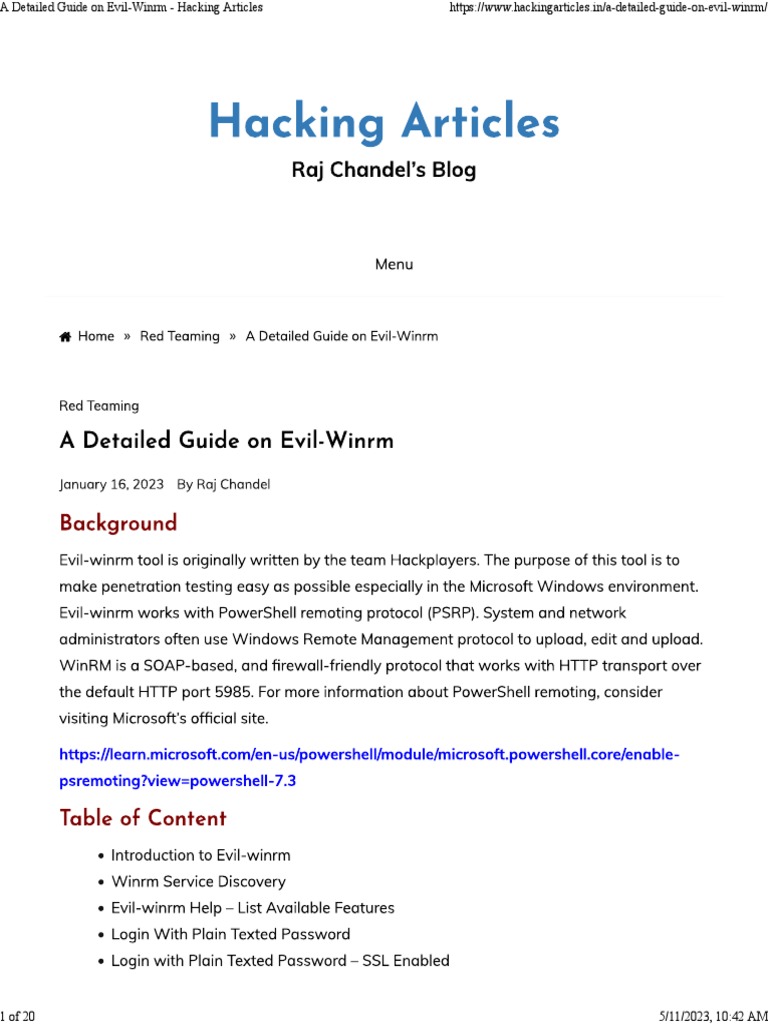 A Detailed Guide To Evil Winrm PDF | PDF