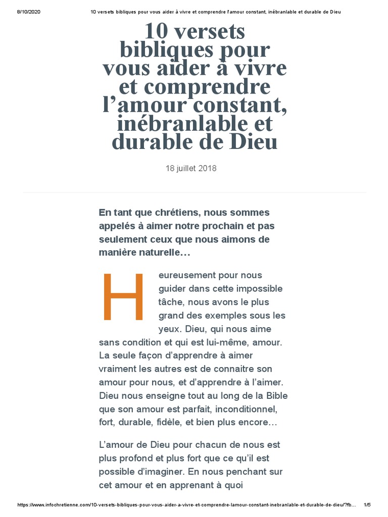10 Versets sur l'Amour de Dieu | PDF | Amour | Jésus