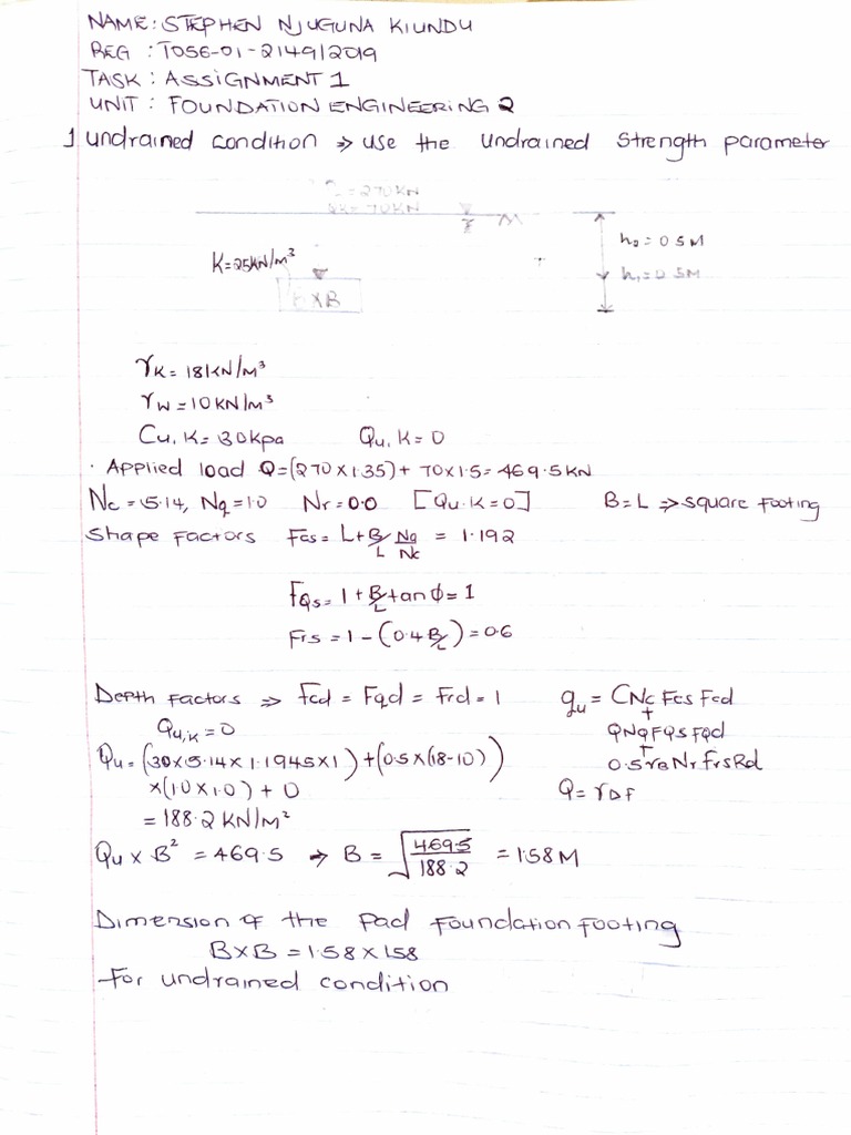 Undrained Strength Parameters Analysis Pdf