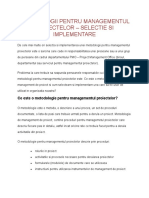Metodologii Pentru Managementul Proiectelor