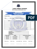 BPS Mark Sheet PDF