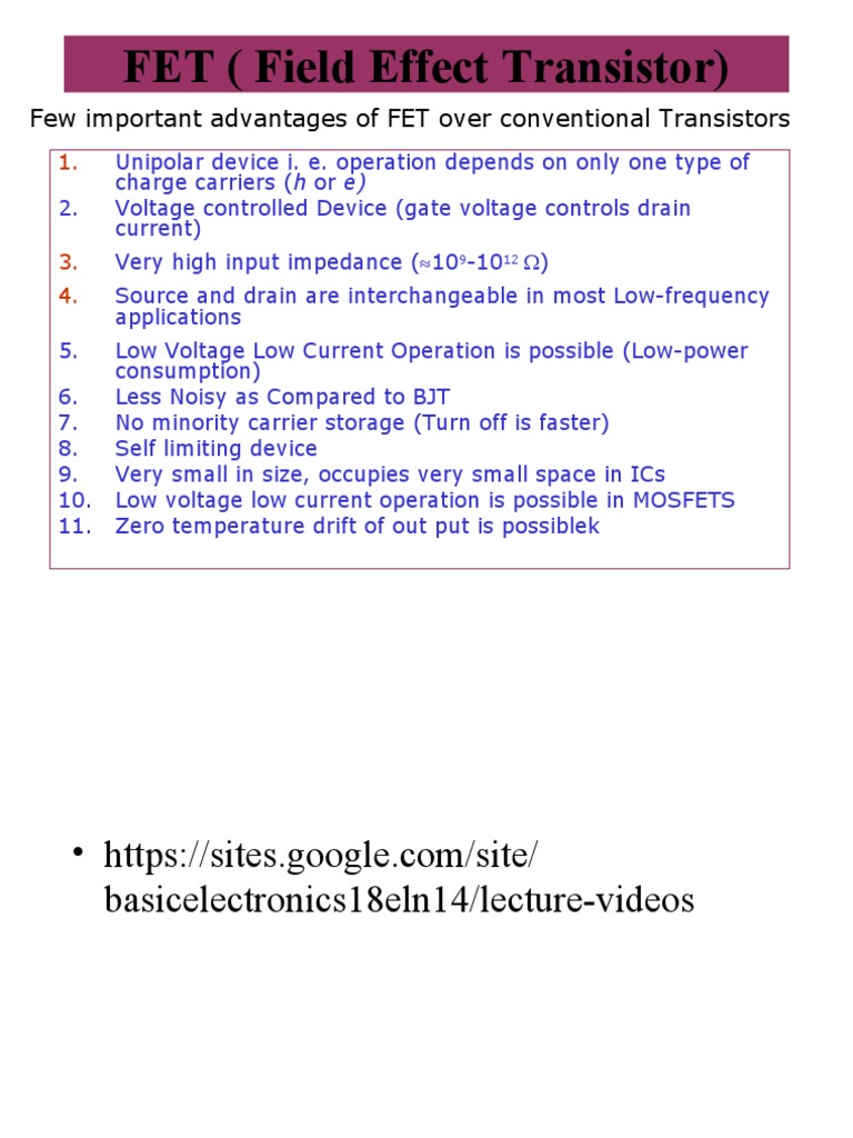An InDepth Look at Field Effect Transistors Operating Principles