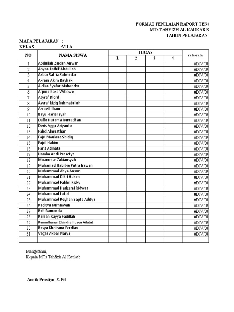 Format Penilaian Raport MTs 2022/2023 | PDF | Gaya Hidup