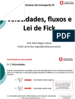 Aula 3 Velocidades, Fluxos e Lei de Fick